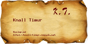 Knall Timur névjegykártya